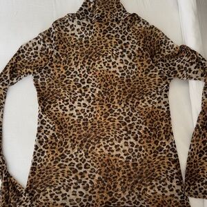 Leopard Print Turtleneck Top